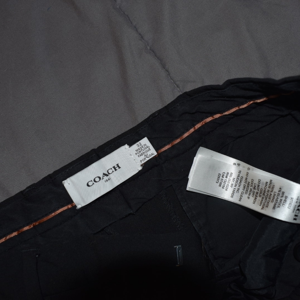 COACH Flat Front Wool Blend Dress Pants